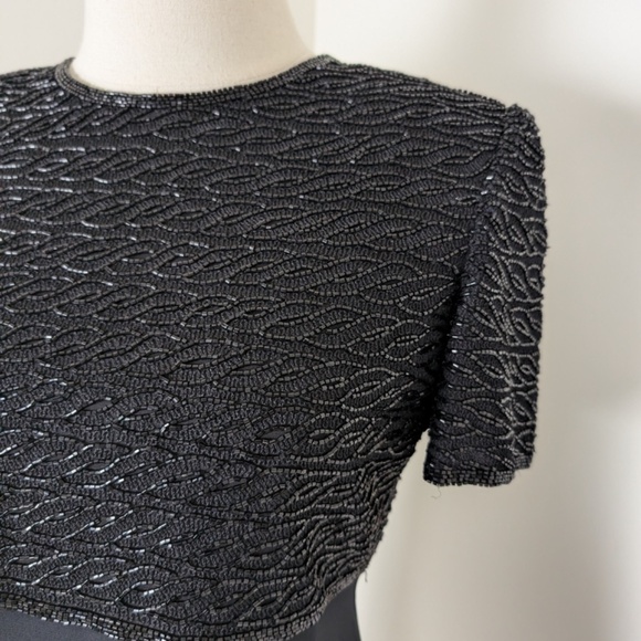 Silk Beaded Mini Dress Empire Waist Talbots Little Black Dress LBD - Picture 10 of 14